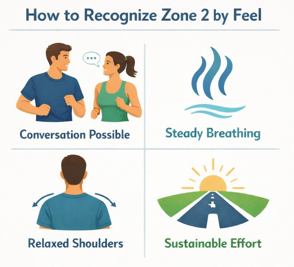how to recognize zone 2 running effort by feel infographic